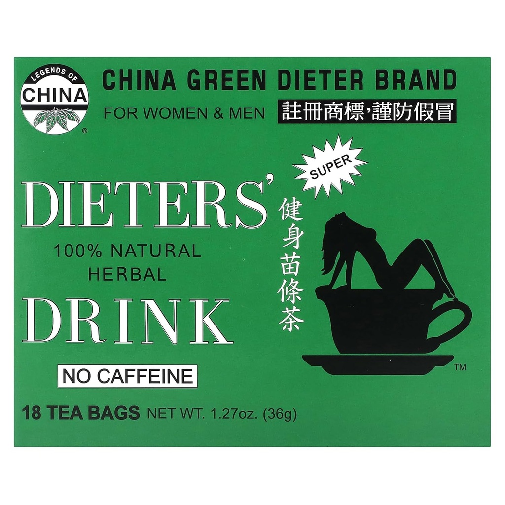 Wujek Lee 's Tea Dieters' 100% Natural Herbal Drink, Bez kofeiny, 18 Tea Bags, 1.27 oz (36 g)