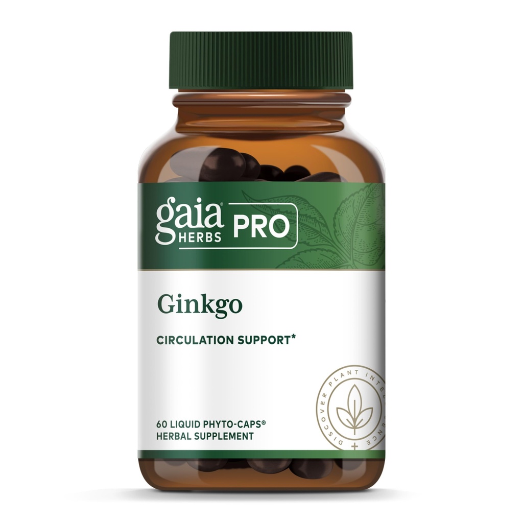 GAIA HERBS PRO Ginkgo - Healthy Blood Flow & Brain Function Supplement Supplement * - Blood Circulation Supplement Supplement * with Ginkgo Leaf Extract - 60 Liquid Phyto- Caps (30 Servings)