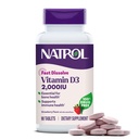 Natrol szybko rozpuszcza witaminę D3 2000 j.m., Suplement diety dla zdrowia kości i stawów, Suplement wsparcia kości, 90 Tabletki, 90 Day Supply