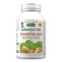 ANDREW LESSMAN Ginkgo 120 Plus Ginseng 200mg - 60 Kapsułek - standardowy wyciąg mieszanka do wspomagania mózgu, pamięci i funkcji poznawczych. Adaptogen, Combats Stress i Zmęczenie. Brak dodatków