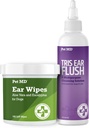 Zwierzęta domowe MD Pies Uszy Czyszczenie chusteczki z Aloe i Eucalyptus + Weterynaryjne Tris Flush Kot & Pies Czyszczenie ucha