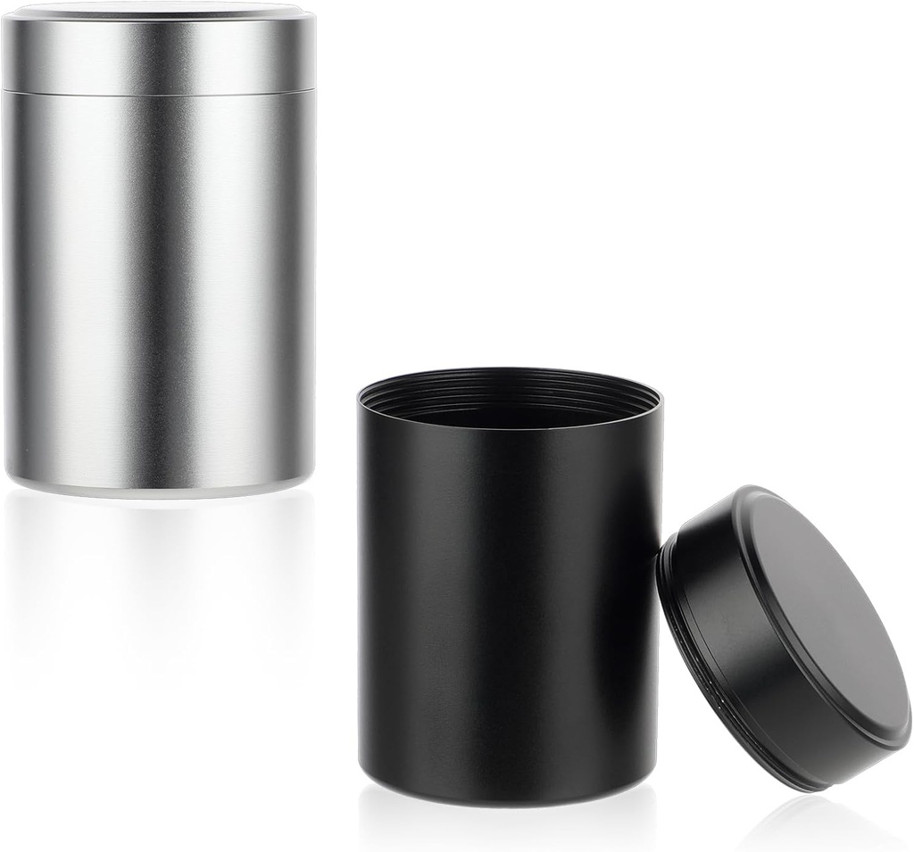 2szt Przenośny Metal Pill Organizer, Round Daily Pill Box Holder Pocket Small Pill Case Medicine Organizer Witaminowe pojemniki do podróży na zewnątrz Oleje rybne suplementy (czarny + srebro)