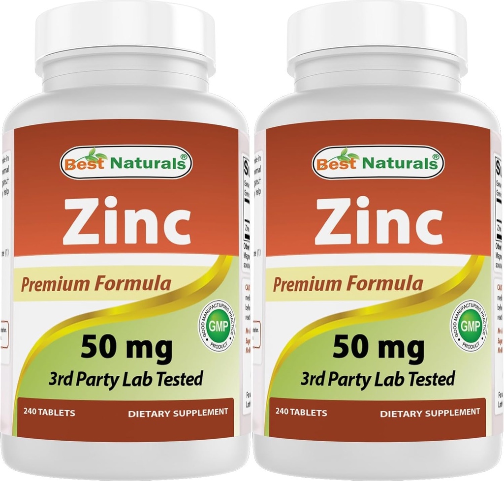 Najlepsze Naturals Suplement cynku jako Glukonian cynku 50mg 240 Tabletki Opakowanie po 2