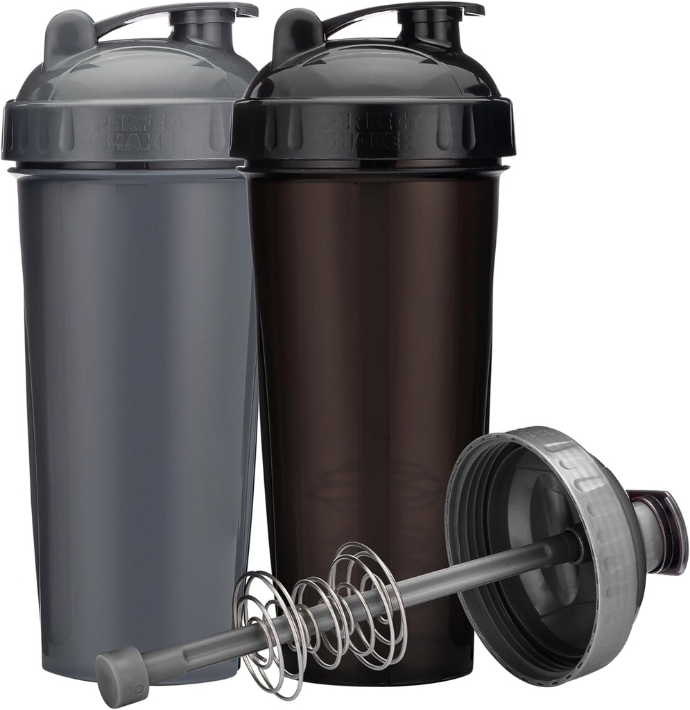 [2- Pack] 28- Ounce Shaker Butelka Biżuteria 124; Butelka Shaker Protein z Action- Rod Drut Mixer Biżuteria 124; Butelka Shaker są BPA Free i zmywarka bezpieczne 124; Black & Gray