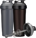 [2- Pack] 28- Ounce Shaker Butelka Biżuteria 124; Butelka Shaker Protein z Action- Rod Drut Mixer Biżuteria 124; Butelka Shaker są BPA Free i zmywarka bezpieczne 124; Black & Gray
