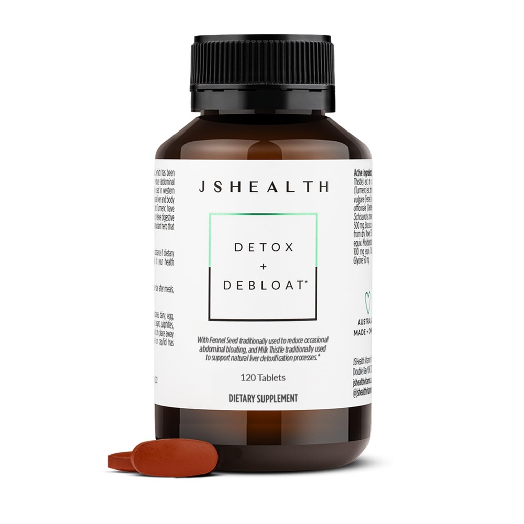 JSHealth Vitamins Detox and Debloat Liver Health Formula 124; Liver Detox Pills Detox 124; Debloating Formula with Milk Tistle, Turmeric, Fennel Detox 124; Liver Cleanse Supplement (120 Tablets)