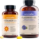 NatureWise Witamina D3 5000iu (125 μg) 1 Rok Dostawa dla Zdrowych Mięśnie Funkcje, i immunologiczne Wsparcie Organic Flaxseed Oil Max 720mg ALA