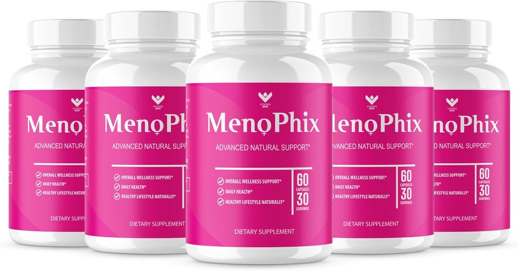 (5 PACK) MenoPhix Menopauza Natural Support Capsules - Meno Phix Supplement, Meno Phix Menopauza, MenoPhix Supplements for Women Natural Support, MenoPhix Recenzje (300 Kapsułki) 5 Miesiące Dostawy