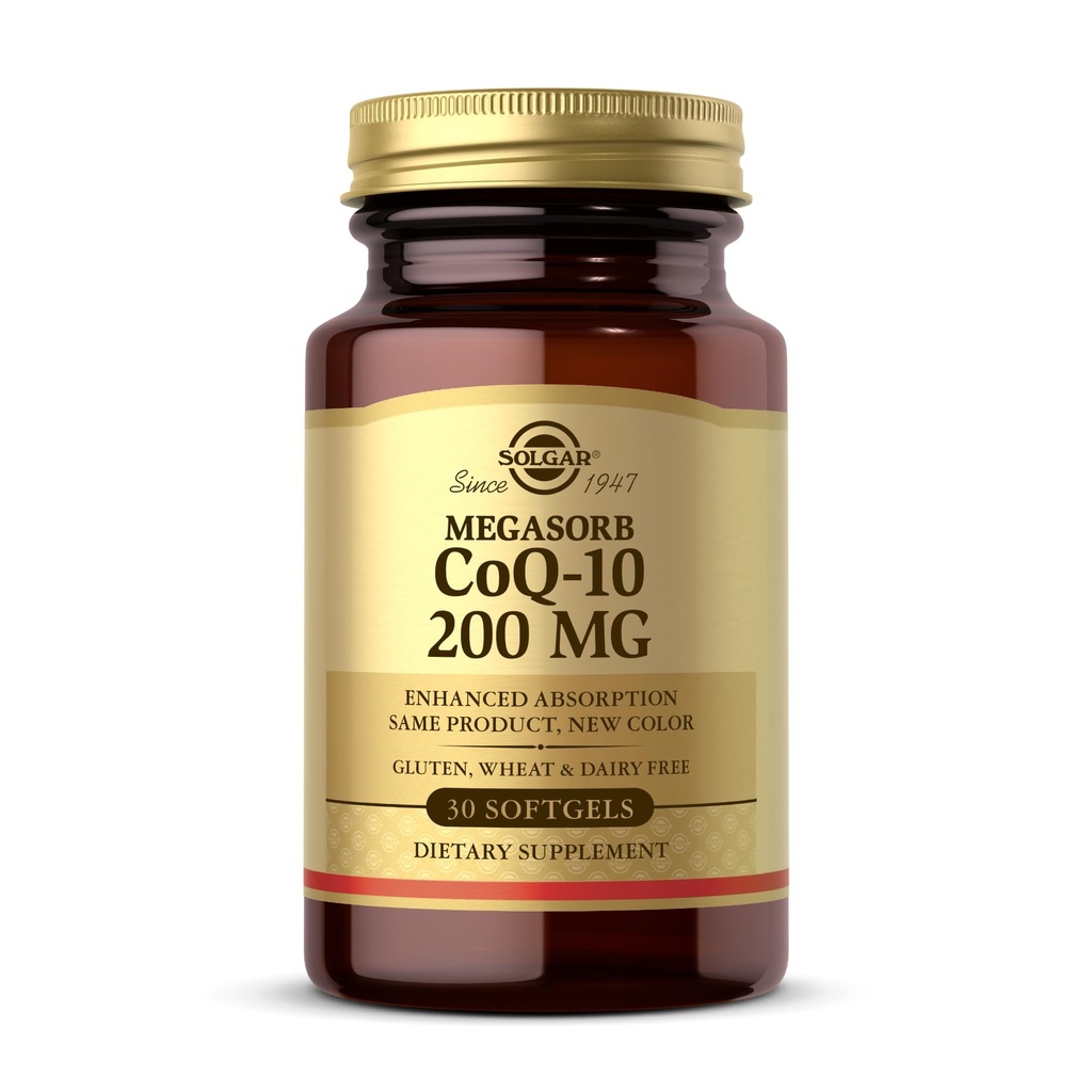 Solgar Megasorb CoQ- 10 200 mg - 30 Softgels - Zwiększona absorpcja - Gluten Free, Dairy Free - 30 Służenie