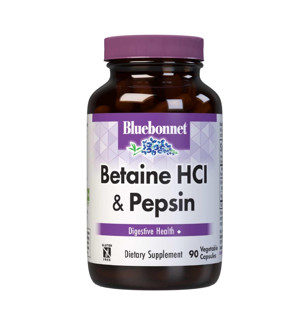 BlueBonnet Betaine HCI Plus Pepsin Kapsułki wegetariańskie, 90 Hrabia