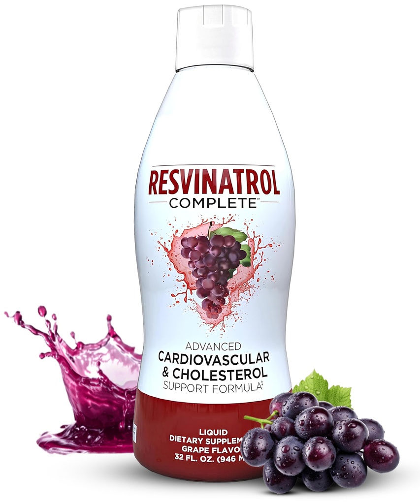 - 32 Fl. Oz. Advanced Liquid Cardioviral & Cholesterol Support Formula - Liquid Resveratrol Supplement Promotes Healthy Aging, Heart Health & Energy Levels