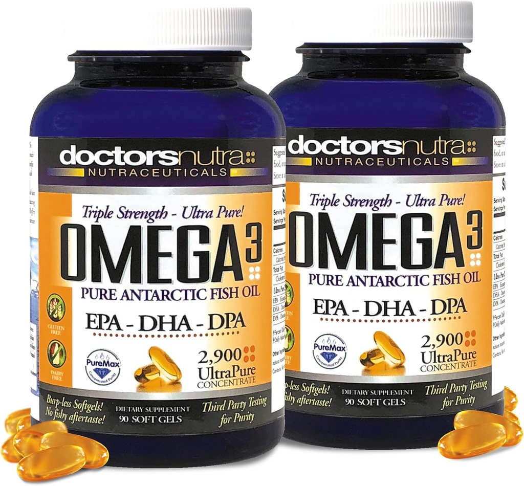 (Opakowanie 2) Wild Omega 3 Fish Oil DPA Supplement 2,900 Miligramów, EPA- DPA- DHA, SoftGels