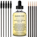 Majestic Pure Castor Oil Eyelash Serum - z Apple & Argan Stem Cells - Eyelash Growth Serum dla dłuższych grubszych rzęs, brwi i włosów - Darmowy zestaw Mascara Brush & Eyeliner Wnioskodawca - 1 fl oz