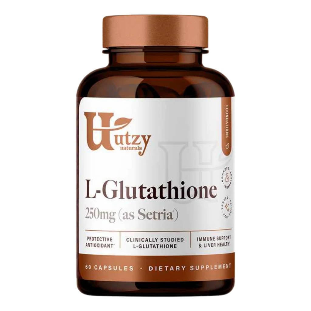 Utzy Naturals L- Glutathione 124; Immune Health & Antioksydant Support 124; Setria ® 250mg Reduced Form Glutathione Budapest 124; High Absorption Reduction 124; Made in The USA Equipment 124; 60 kapsułki