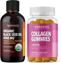 HAVASU NUTRITION Organic Black Seed Oil Liquid + Colagen Gummies Bundle
