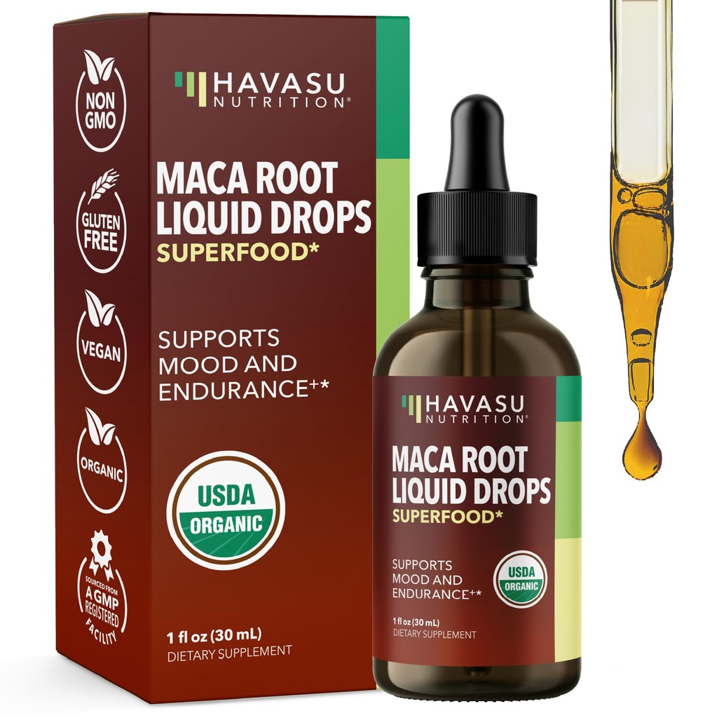 Organic Maca Root Liquid Drops - Supports Hormone Balance, Mood, and Energy in Women and Men - Lepidium Meyenii to Support Performance and Vitality - Non-GMO, Vegan, Unflavored - 60 Servings