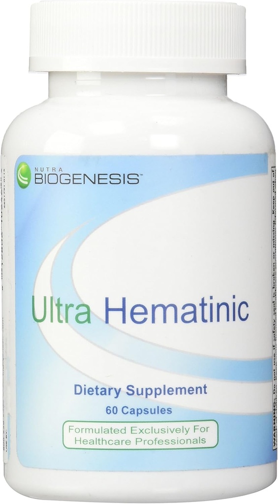 Nutra BioGenesis - Ultra Hematinic - Żelazo, Witaminy B i Miedź do Żelaza Wchłanianie, Wsparcie RBC i Energia - 60 Kapsułki