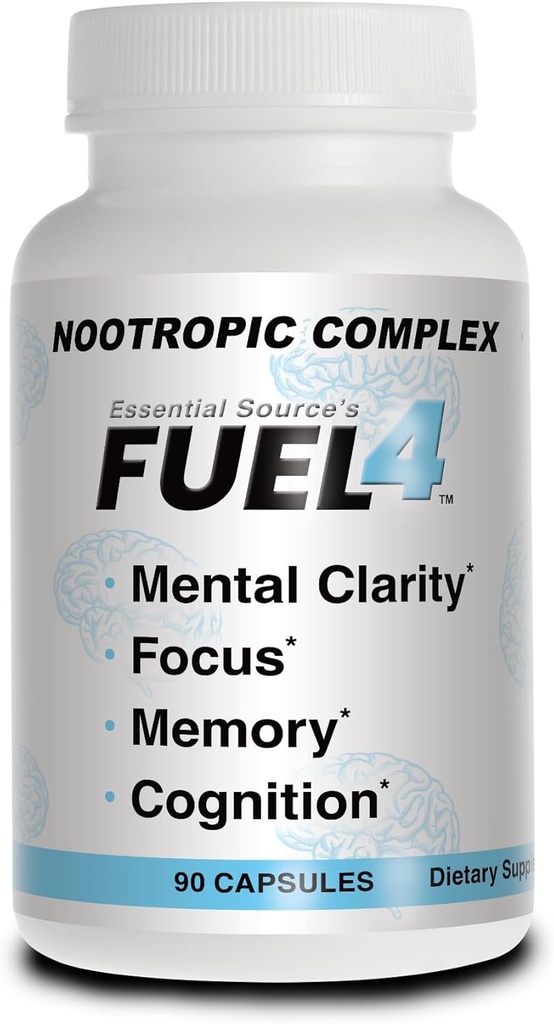 Fuel4 Nootropic Brain Supplement Supplement - Focus & Mental Clarity Kapsułki z witaminą D3, Ginkgo Biloba, Cognivia, Alpha GPC, DMAE & Huperzine A - Non-GMO, Made in USA - 90 Kapsułki wegetariańskie
