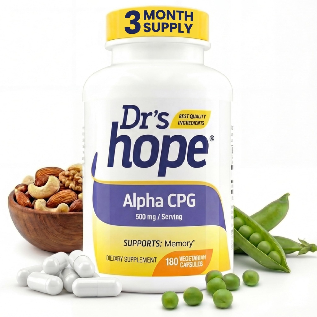 Alpha GPC 500mg, Alpha GPC Supplement - Wspomaga Pamięć i funkcje kognitywne - 180 Kapsułki wegetariańskie, Made in The USA