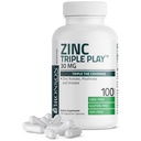 Bronson Cynk Triple Play 30 mg Triple Coverage Immune Support with Cynk Acetate, Pikolinate & Orot - Immune, Antioksydant & Skin Health Support - 100 Kapsułki wegetariańskie