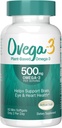 OVEGA-3 Plant-Omega-3 z Algal Oil Daily Supplement, 500mg, Wspiera mózg, Eye & Heart Health, Dwa mini softgele dziennie, 60 Count