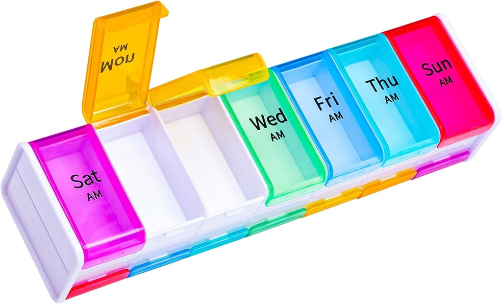 Biały Bardzo Duży Pill Organizator 2 razy dziennie, XXL Pill Box 7 dzień, Big Weekly Pill Box Organizator, Ogromny AM PM Pill Case, Giant Daily Pill Container z 14 XL Kompleks dla wszystkich lekarstw (Double- Sided)