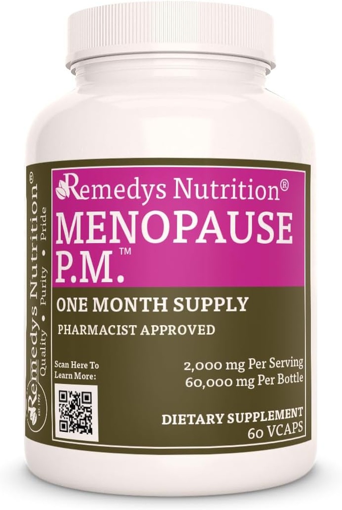 Remedy 's Nutrition Menopauza P.M. ™ Remedy 124; 1000 mg, 60 Vegan kapsułki Ziołowe Suplement diety 124; Dwa miesiące dostaw