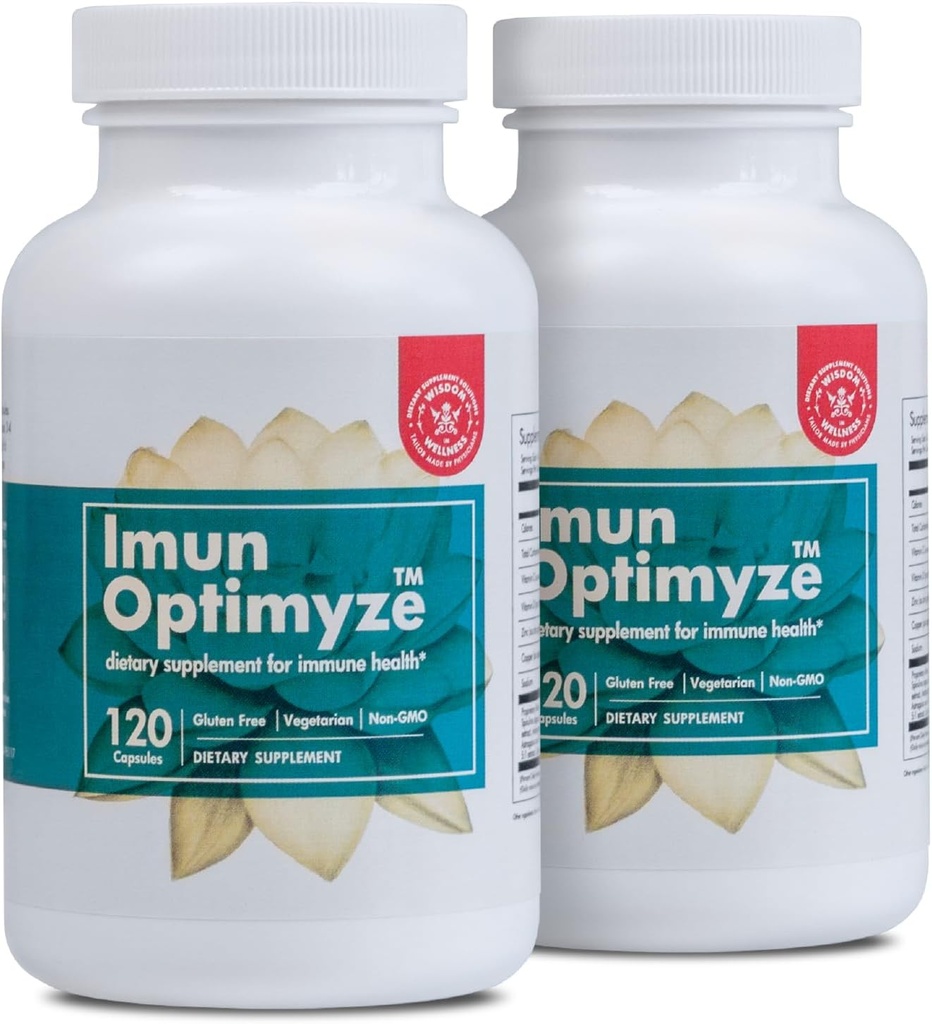 Immune OPTIMIZE - Immune System Support Supplement - 120 Kapsułki 2- Pack - Kompleks równowagi dla wsparcia immunologicznego - Kapsułki wielu witamin dla dorosłych - Gluten Free i suplement GMO