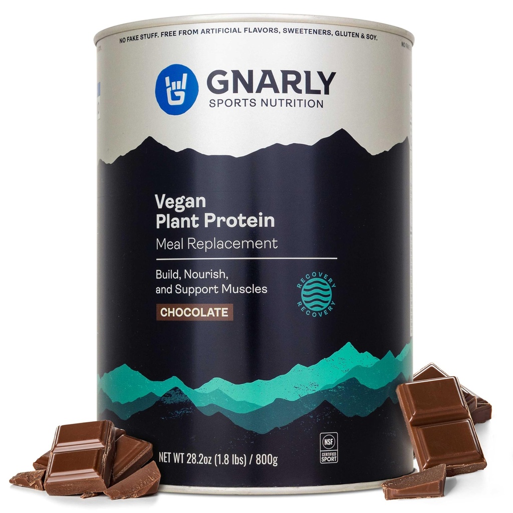 Gnally Nutrition Vegan Plant Protein - Czekoladowy Vegan Protein Powder, NSF Sport Certified - Meal Replacement, Daily Nutritional Boost - Laktoza w proszku - Czekolada, 28.2 oz
