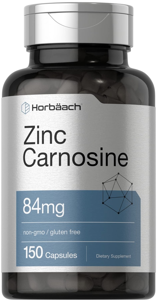 Horbäach Cynk suplement karnozynowy 124; 84mg na kapsułki 124; 150 Hrabia 124; Non- GMO & Gluten Free