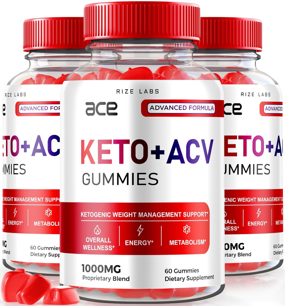 Rize laboratoria - Ace Keto ACCV Gummies, Advanced Weight Loss 1000mg, Jabłko Cydr suplement ocet (180 Gummies)