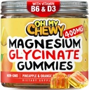 Center- Filled Glucinate Magnezu Gummies 400MG - Wysoka absorpcja dla dzieci, młodzieży i dorosłych - Suplement do snu, spokoju i relaksu mięśni z B6 & D3 - Gluten Free & Vegan Friendly - 120 Count