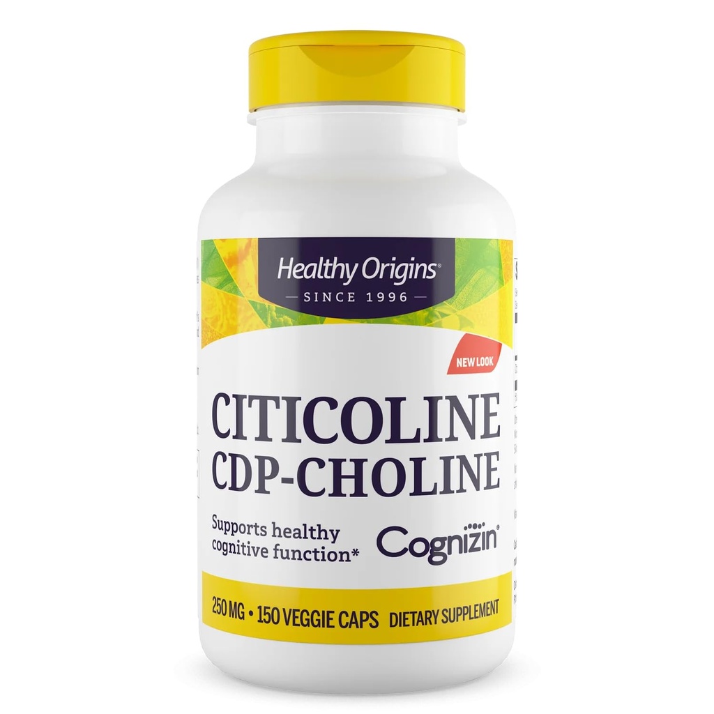 Healthy Origins Cognizin (Citicoline), 250 mg - Suplement Mózgu do Pamięci z Citicoline CDP Choline - Non-GMO, Vegan & gluten- Free Supplement - 150 Veggie kapsułki