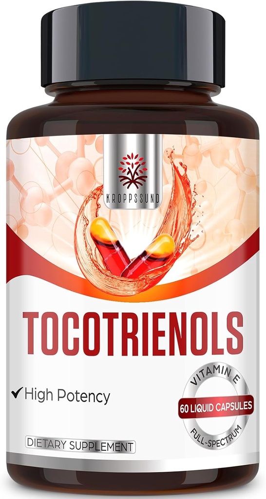 Kroppssund Tocotrienol Supplement Full Spectrum, Tocotrienol Witamina E- Tocotrienols 800mg - 60 Kapsułki napełnione alkoholem