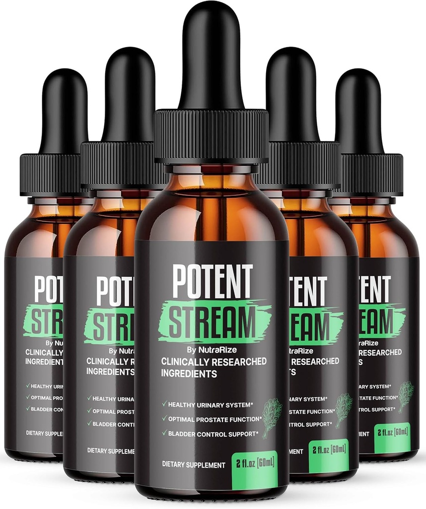NutraRize (Pack of 5 Potent Stream Drops, Advanced Prostate Supplement - Natural Support for Prostate Health, Maksymalna moc, PotentStream Recenzje (150 Służenia)