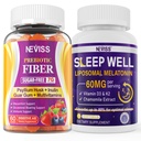 NEVISS Fiber prebiotyczny 7G Gumiaki dla dorosłych + Melatonina 60 mg dla dorosłych Bundle