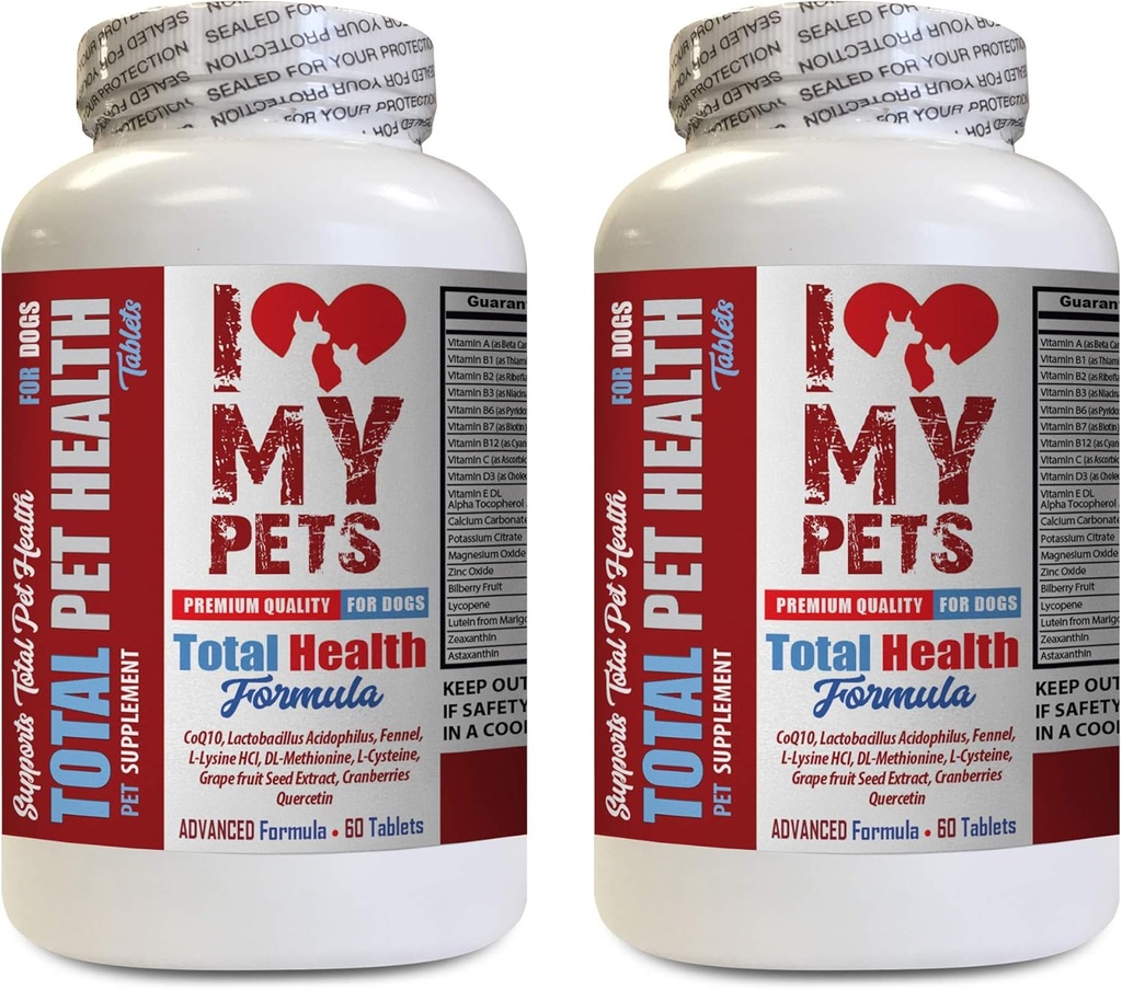 I LOVE MY PETS LLC Dog Immunity - Dog Total PET Health - Premium Formuła - Najlepszy kompleks - Dog Witamina a - 2 Butelki (120 Potrawy)