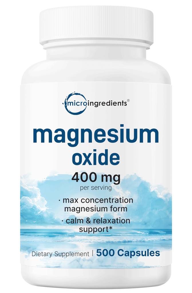 Magnezu tlenek 400mg, 500 Kapsułki 124; Forma elementarna dla Max koncentracja 124; Wspomaga Spokój, Mięśnie i Nerwy Zdrowie 124; Non- GMO