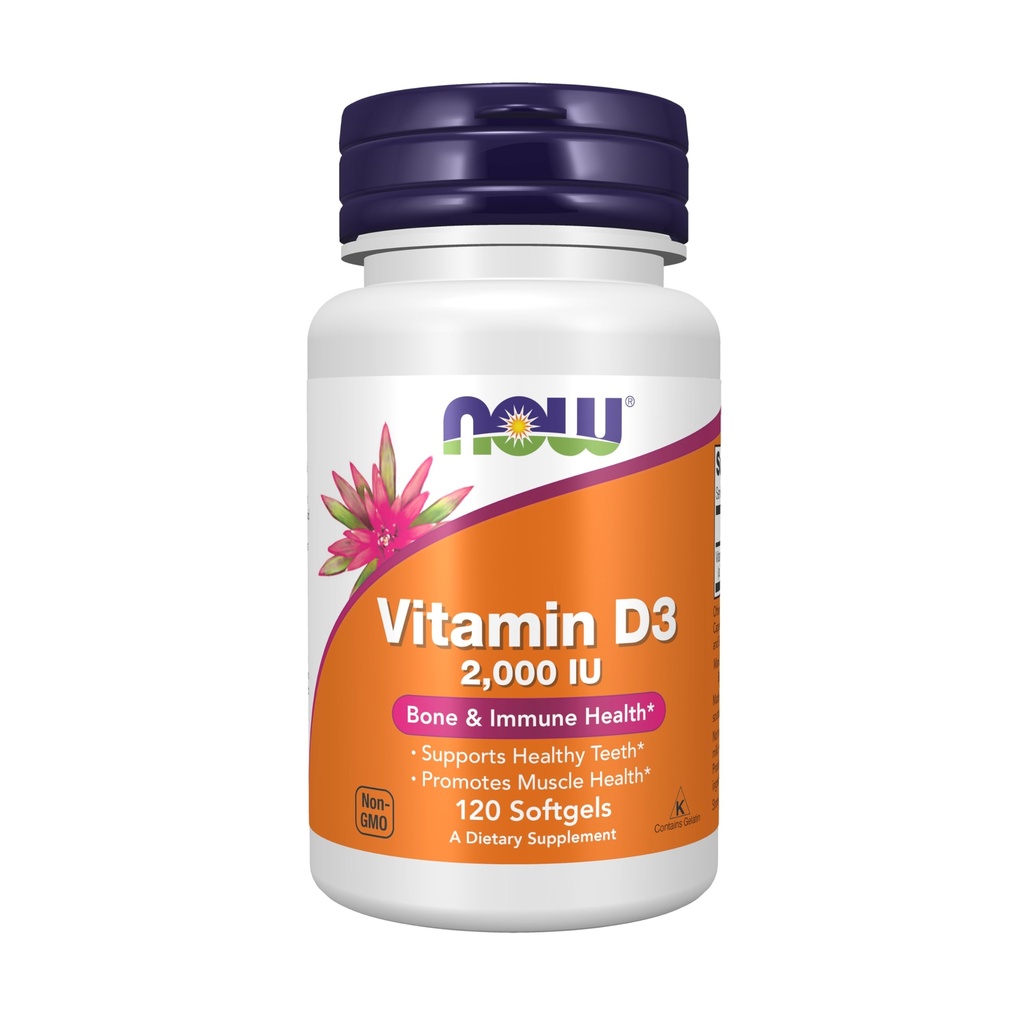 Teraz żywności Suplementy, Witamina D-3 2000 j.m., Wysoka potencja, Wsparcie strukturalne *, 120 Softgels
