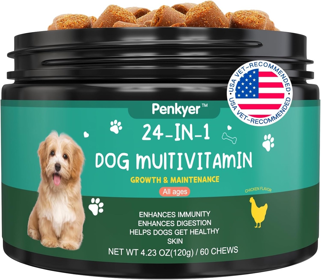 Dog Multivitamin Witaminy do żucia dla psów z Glukozaminy Chondroitin Multivitamin Przeżuwacze Szczenięta Leczy Skin Coat Heart Zdrowie zwierząt Hip & Joint Support Supplements for Dog Immunity Mobilność Energia