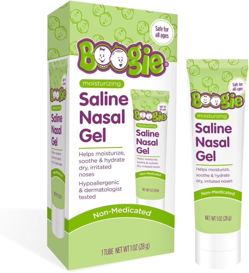 Boogie Saline Nasal żel, Made with Aloe and Isotonic Saline, Soothes and Hydrates Dry or Irritated Noses, Unscented, Pack of 1