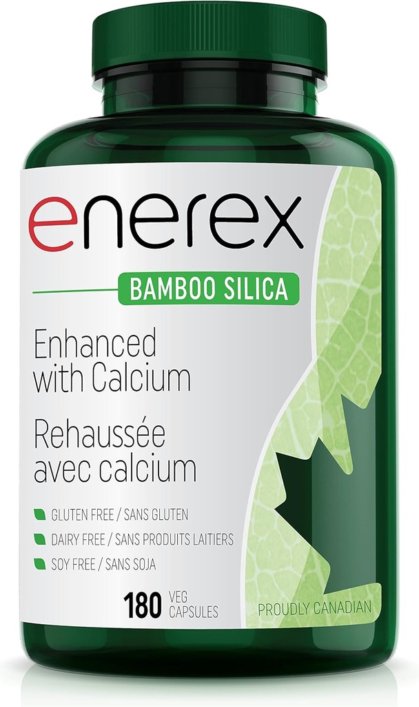 Bamboo Silica z cytryną wapniową - 180 Veggie Czapki dla kości i zdrowia dentystycznego, Zwiększone włosy, Skóra i paznokcie Wzrost - Supplement bazujący na plantacji, Bamboo Extract & Organic Silica dla Wellbeing