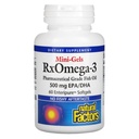 Czynniki naturalne - Rx Omega-3 Czynniki Mini- żele, EPA 350mg, DHA 140mg, Wspomaga zdrowie układu krążenia, 60 żel miękkich