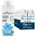 KATE FARMS Organic Pediatric 1.2 Wysokie Calorie Chocolate Nutrition Shake, 12g Protein, 27 Witamin i minerałów, Meal Replacement, 8.45 oz (12 opakowań)