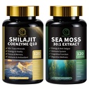 Shilajit for Men, Sea Moss and Shilajit Bundle, Wszystkie w 1 Suplementy z koenzym Q10, Black Seed, Ashwagandha, Tauryne, Burdock for Energy, Endurance, Przeciwutleniacz i Wsparcie immunologiczne, 240 Kapsułki
