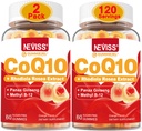 NEVISS Sugar Free CoQ10 Napełnione gumiaki z witaminą B12 1000mcg, Rhodiola Rosea i Panax Ginseng Extract, Witamina B6, Suplement Koenzym Q10, 2 opakowanie