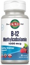 KAL Witamina B- 12 Metylokobalamina Lozenges 1000mcg, Zdrowa energia, Metabolizm, Nerve & Red Blood Cell Support, * Optymalne wchłanianie, Natural Berry Flavor, Wegan, Cukier wolny, 60 Służenie, 60 Lozenges