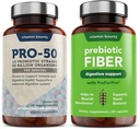 Witamina Bounty Pro- 50 Probiotyki i Prebiotyczny włóknisty Pasek: 13 Szczeliny, 50 Miliard CFU, Poparcie dla zdrowia Digestive & Gut, Opóźnione uwalnianie kapsułki - 90 Kapsułki Razem dla mężczyzn i kobiet