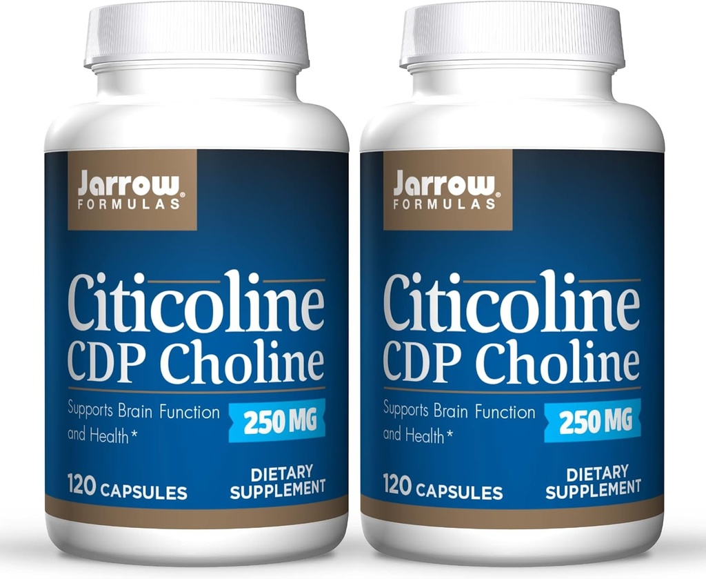 Jarrow Formulas Citicoline (CDP Choline) 250 mg - 120 Capsules, Pack of 2 - Supports Brain Health & Attention Performance - Up to 240 Total Servings