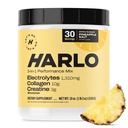 Harlo - Colagen & Creatine Electrolyte Drink Mix - Aromat soli ananasowej - Hydrating przed i post Workout Proszek - Wspiera Skóra, Łączniki i Odzyskiwanie Mięśnie - Bezcukrowy Energy Boost